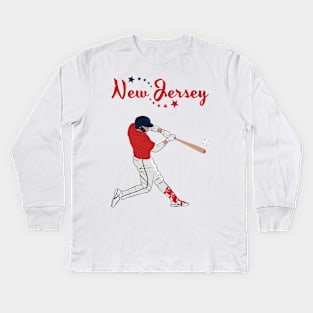 New Jersey USA Baseball Kids Long Sleeve T-Shirt